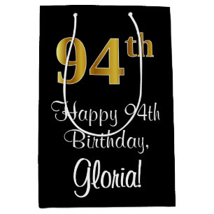 Luxurious, Elegant, Faux Gold Look 94th Birthday Medium Gift Bag