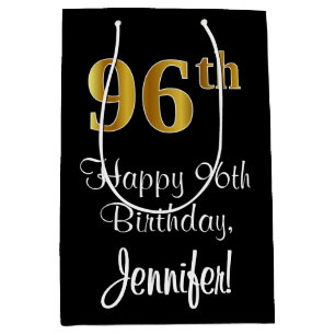 Luxurious, Elegant, Faux Gold Look 96th Birthday Medium Gift Bag
