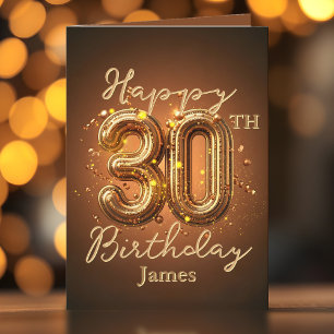Luxurious Elegant Gold and Brown 30th Birthday Card