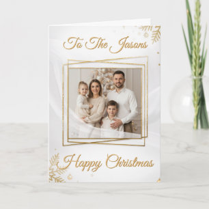 Luxurious Elegant Gold Frame Photo Christmas Card