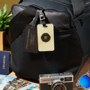 luxurious Elegant silver gold pattern monogrammed Luggage Tag