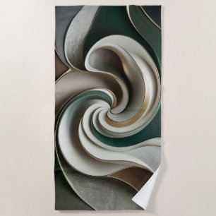 Luxurious elegant swirl green gold grey gift idea  beach towel
