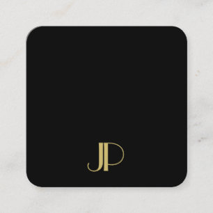 Luxurious Elegant Template Monogram Black And Gold Square Business Card
