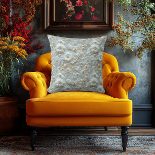Luxurious Embroidered-Look Floral - Elegant Decor Cushion