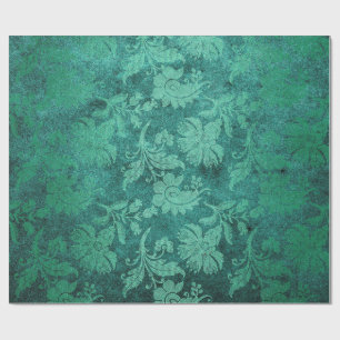 Luxurious Emerald and Forest Green Vintage Damask Wrapping Paper