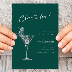 Luxurious Emerald! Cheers to Love Bridal Shower Invitation