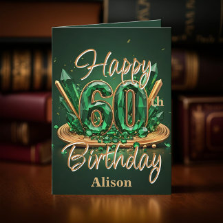 Luxurious Emerald Green and Gold 60th Birthday Card