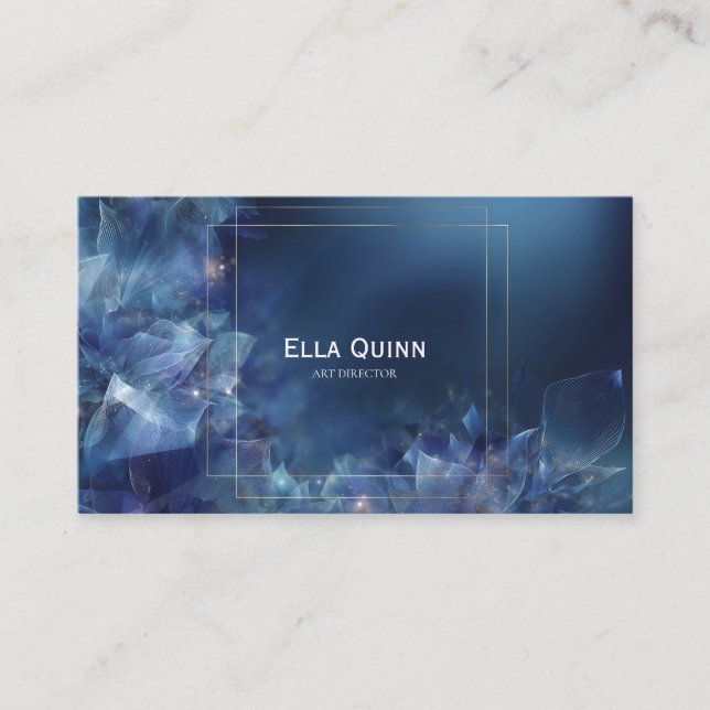 Luxurious Ethereal Abstract Floral Gold Frame Business Card (Front)
