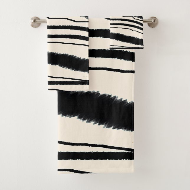 LUXURIOUS EXOTIC ZEBRA ANIMAL PRINT BATH TOWEL SET (Insitu)