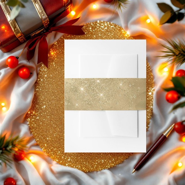 Luxurious Faux Gold Glitter-Effect Wrap Invitation Belly Band (Luxurious Faux Gold Glitter-Effect Wrap Invitation)