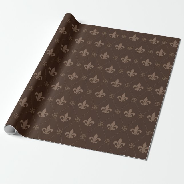Luxurious Fleur de Lis Ornamental Wrapping Paper (Unrolled)