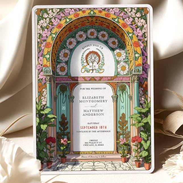 Luxurious Floral Arch Art Nouveau Wedding Invitation (Creator Uploaded)