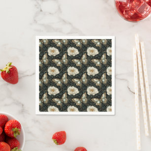 Luxurious Floral & Butterfly Seamless Pattern Napkin