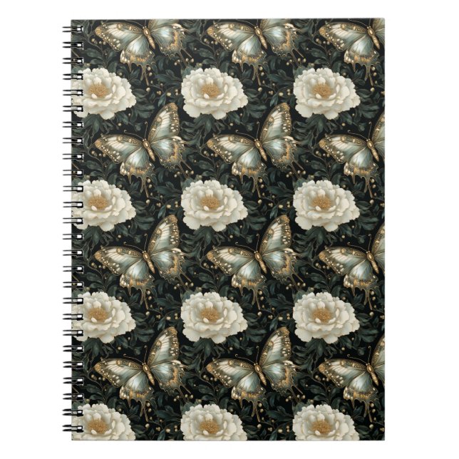 Luxurious Floral & Butterfly Seamless Pattern Notebook (Front)