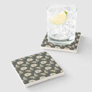 Luxurious Floral & Butterfly Seamless Pattern Stone Coaster