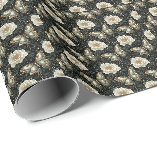 Luxurious Floral & Butterfly Seamless Pattern Wrapping Paper (Roll Corner)