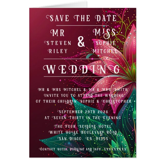 Luxurious Floral Wedding Invitation Suite (Front)