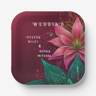 Luxurious Floral Wedding Invitation Suite Paper Plate
