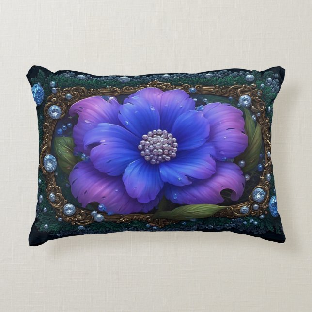 Luxurious Flower With Ornate Frame Decorative Cushion (Front)