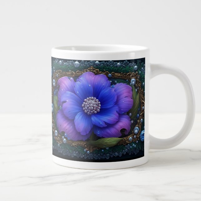 Luxurious Flower With Ornate Frame Large Coffee Mug (Right)