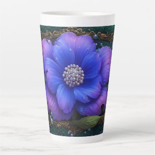 Luxurious Flower With Ornate Frame Latte Mug