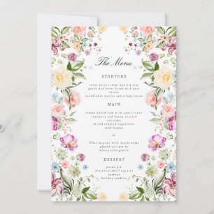Luxurious Garden Floral Wedding Menu Card