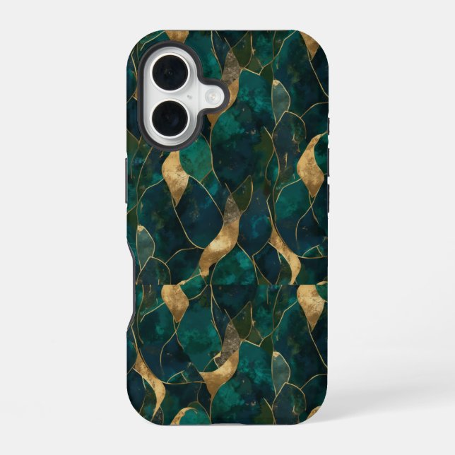 Luxurious Geometric Abstract iPhone 16 Tough Case (Back)