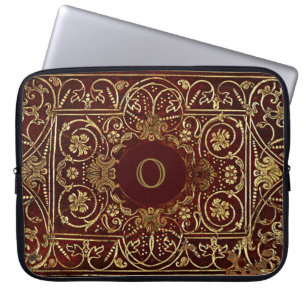 Luxurious Gilding On Leather Monogram Laptop Sleeve
