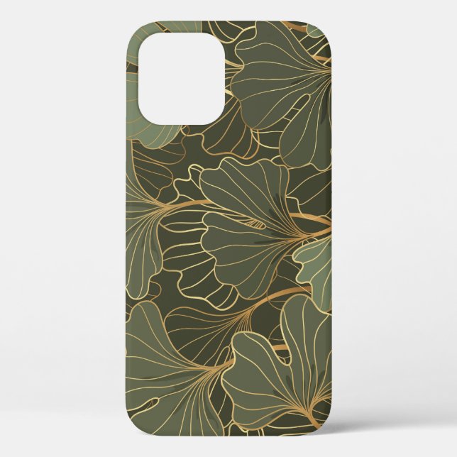 Luxurious Ginkgo Gold Line Art Case-Mate iPhone Case (Back)