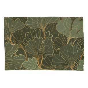 Luxurious Ginkgo Gold Line Art Pillowcase