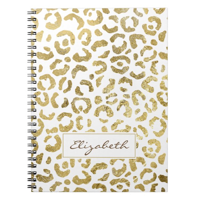 Luxurious Glam Gold Leopard Print Notebook (Front)