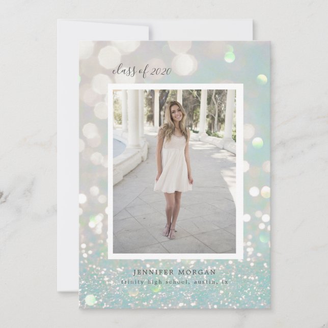 luxurious glitter graduation photo announcement (Front)