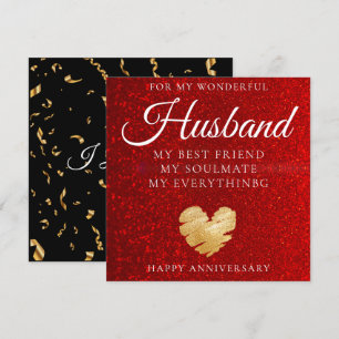 Luxurious Glitter Husband Wedding Anniversary Card