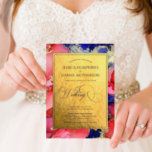 *Luxurious Gold Abstract Formal Wedding Invitation