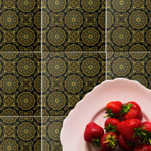 Luxurious Gold and Black Baroque Mosaic Pattern Tile