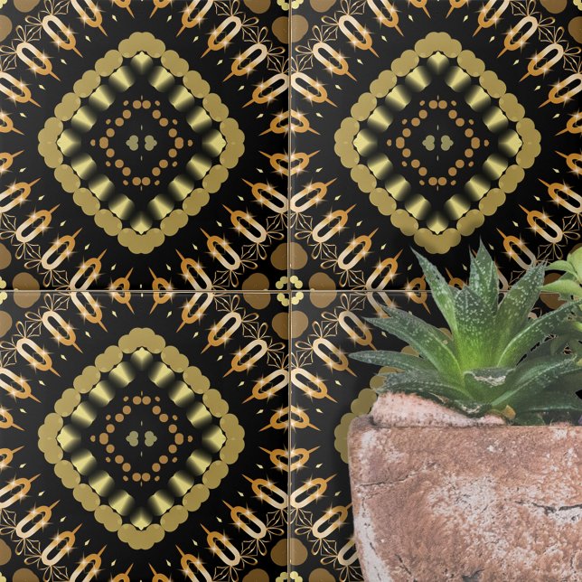 Luxurious Gold and Black Mosaic Geometric Pattern Tile (Creator Uploaded)
