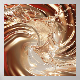 Luxurious Gold and Cream Fluid Art Poster