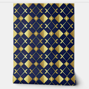 Luxurious Gold and Navy Geometric Wallpaper