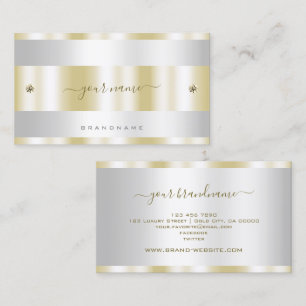 Luxurious Gold and Silver with Cute Tiny Diamonds Business Card