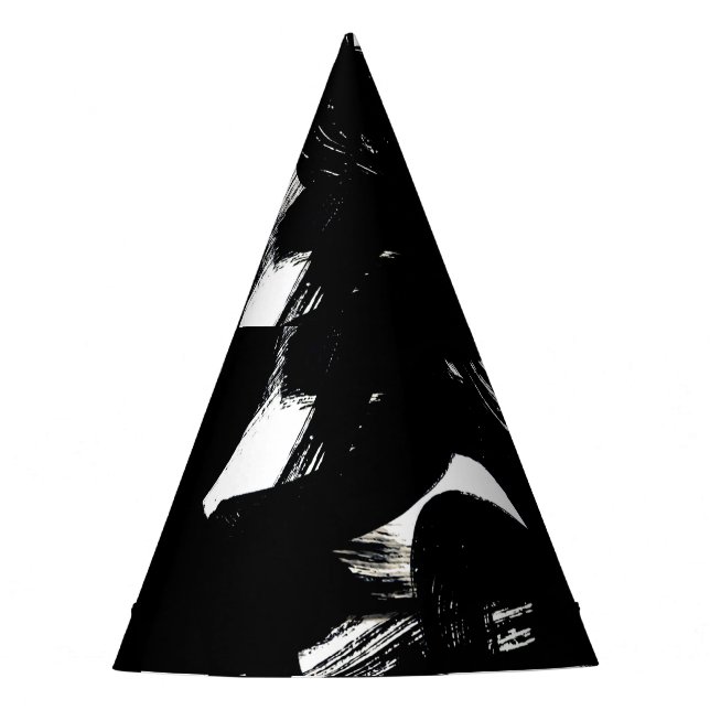 Luxurious Gold Art: Abstract Black Stroke. Party Hat (Front)