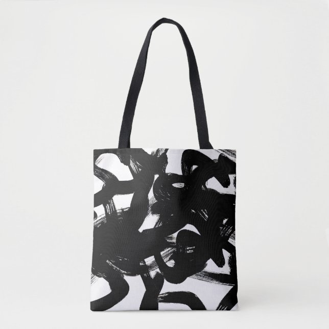 Luxurious Gold Art: Abstract Black Stroke. Tote Bag (Front)