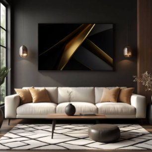 Luxurious Gold Black Abstract Geometric Canvas Print