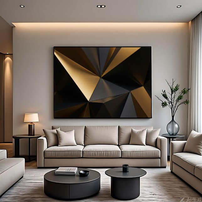 Luxurious Gold Black Abstract Geometric Canvas Print (Creator Uploaded)