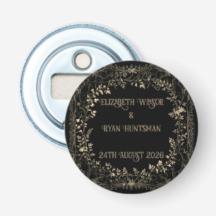Luxurious Gold & Black Sepia Floral Finish Bottle Opener