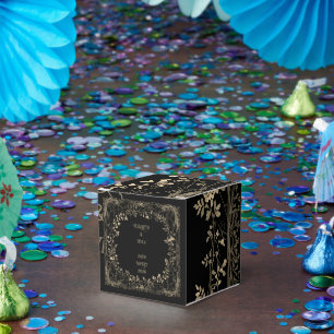 Luxurious Gold & Black Sepia Floral Finish Favour Box