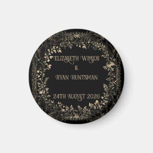Luxurious Gold & Black Sepia Floral Finish Magnet
