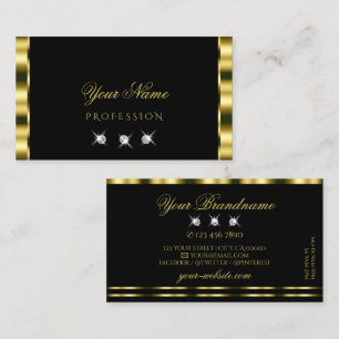 Luxurious Gold Black Sparkling Diamonds Glamourous Business Card