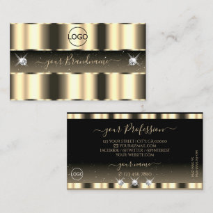 Luxurious Gold Black Sparkling Diamonds with Logo Business Card