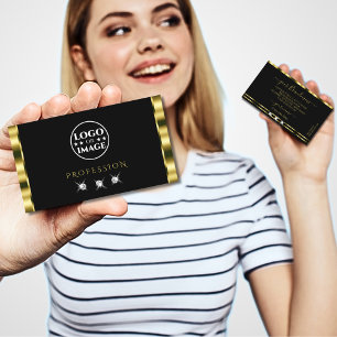 Luxurious Gold Black Sparkling Diamonds with Logo Business Card