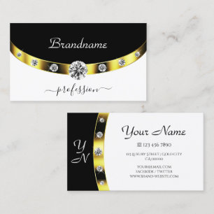 Luxurious Gold Border Black and White Initials Business Card